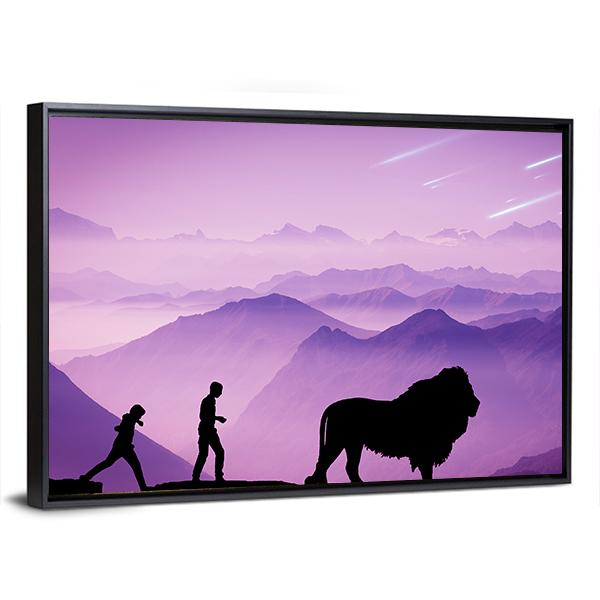 Majestic Evening In Hilly Forest Panoramic Canvas Wall Art-1 Piece-36" x 12"-Tiaracle