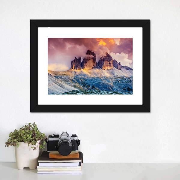 Majestic Fog On Mountain Rifugio Canvas Wall Art-1 Piece-Framed Print-20" x 16"-Tiaracle