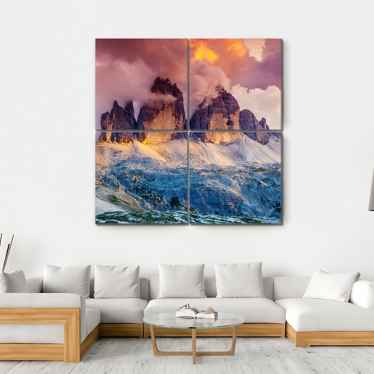 Majestic Fog On Mountain Rifugio Canvas Wall Art-4 Square-Gallery Wrap-17" x 17"-Tiaracle