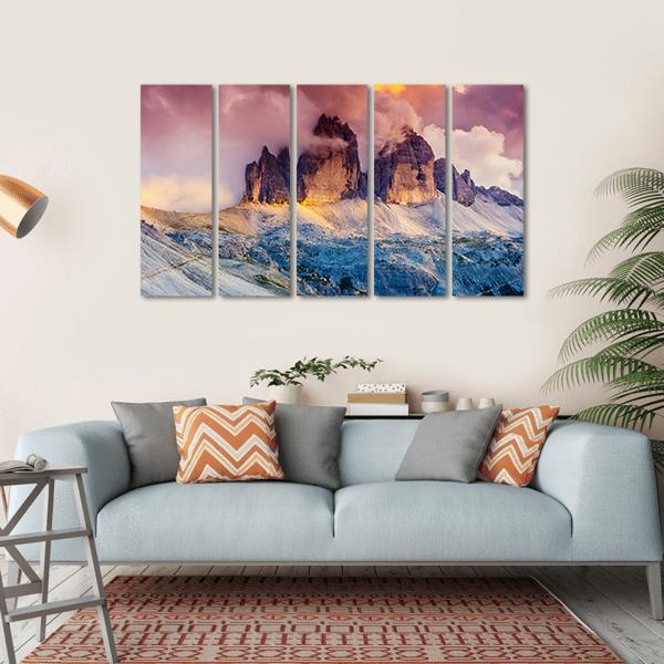 Majestic Fog On Mountain Rifugio Canvas Wall Art-5 Horizontal-Gallery Wrap-22" x 12"-Tiaracle