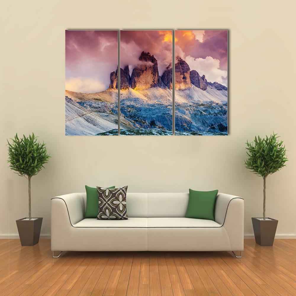 Majestic Fog On Mountain Rifugio Canvas Wall Art-3 Horizontal-Gallery Wrap-37" x 24"-Tiaracle