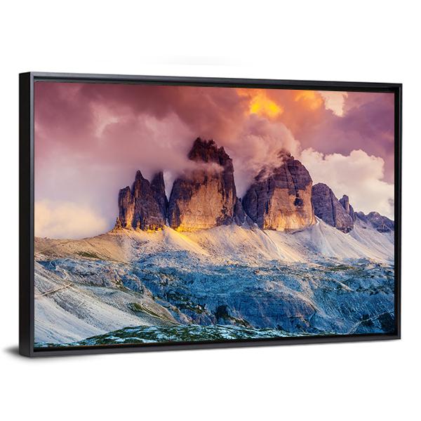 Majestic Fog On Mountain Rifugio Canvas Wall Art-3 Horizontal-Gallery Wrap-25" x 16"-Tiaracle