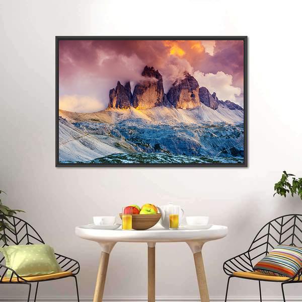 Majestic Fog On Mountain Rifugio Canvas Wall Art-3 Horizontal-Gallery Wrap-25" x 16"-Tiaracle