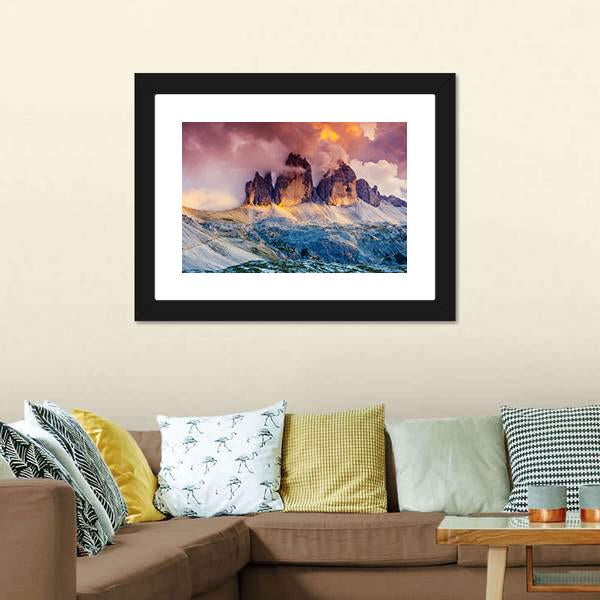 Majestic Fog On Mountain Rifugio Canvas Wall Art-3 Horizontal-Gallery Wrap-25" x 16"-Tiaracle