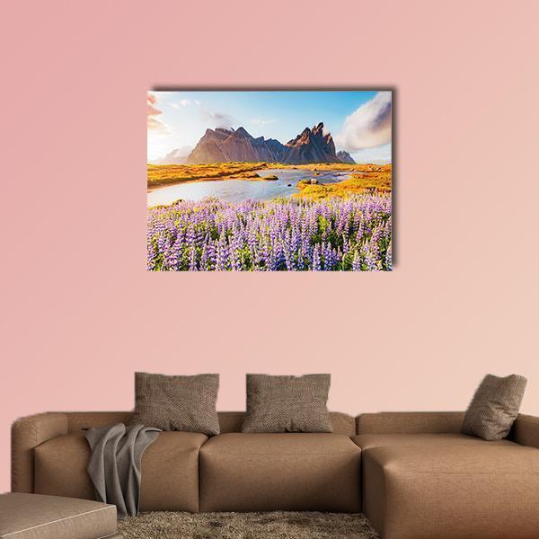 Majestic Lupine Flowers Canvas Wall Art-5 Horizontal-Gallery Wrap-22" x 12"-Tiaracle