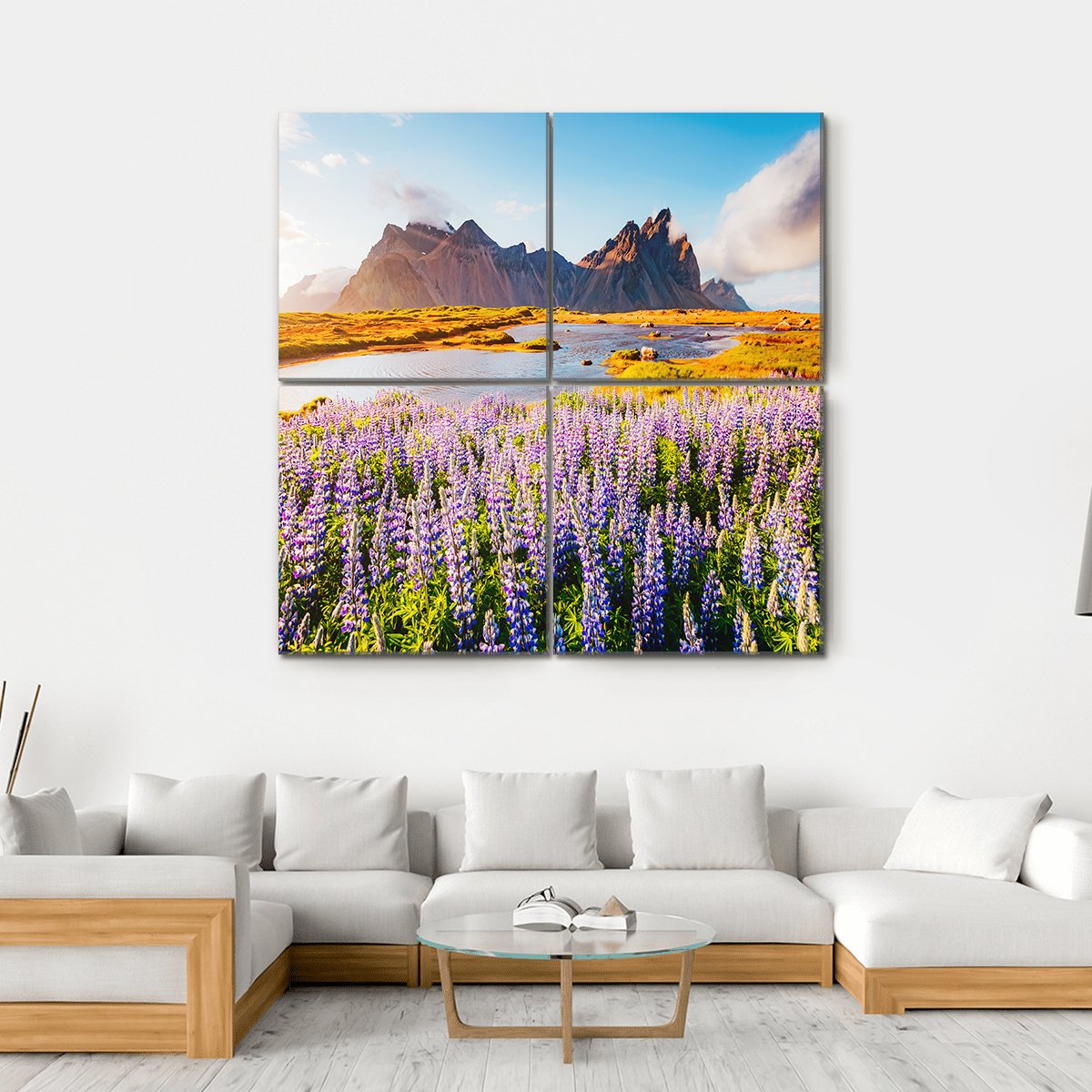 Majestic Lupine Flowers Canvas Wall Art-4 Square-Gallery Wrap-17" x 17"-Tiaracle