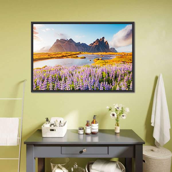 Majestic Lupine Flowers Canvas Wall Art-1 Piece-Floating Frame-24" x 16"-Tiaracle