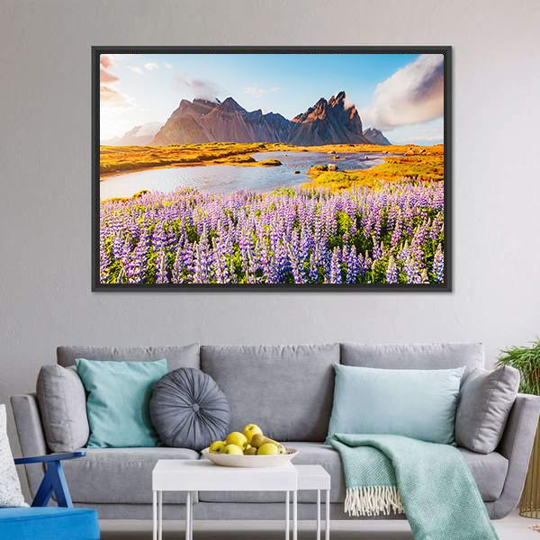Majestic Lupine Flowers Canvas Wall Art-3 Horizontal-Gallery Wrap-25" x 16"-Tiaracle