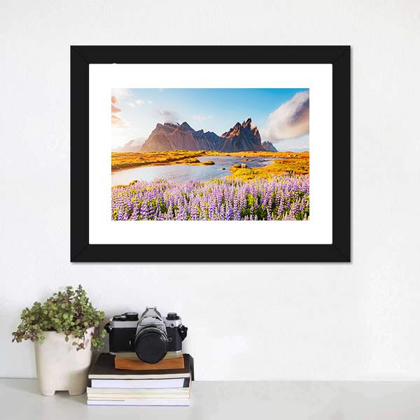 Majestic Lupine Flowers Canvas Wall Art-1 Piece-Framed Print-20" x 16"-Tiaracle