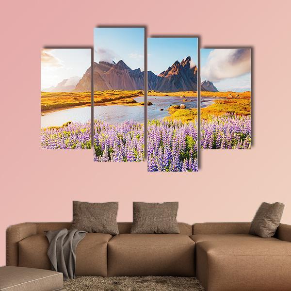 Majestic Lupine Flowers Canvas Wall Art-4 Pop-Gallery Wrap-50" x 32"-Tiaracle