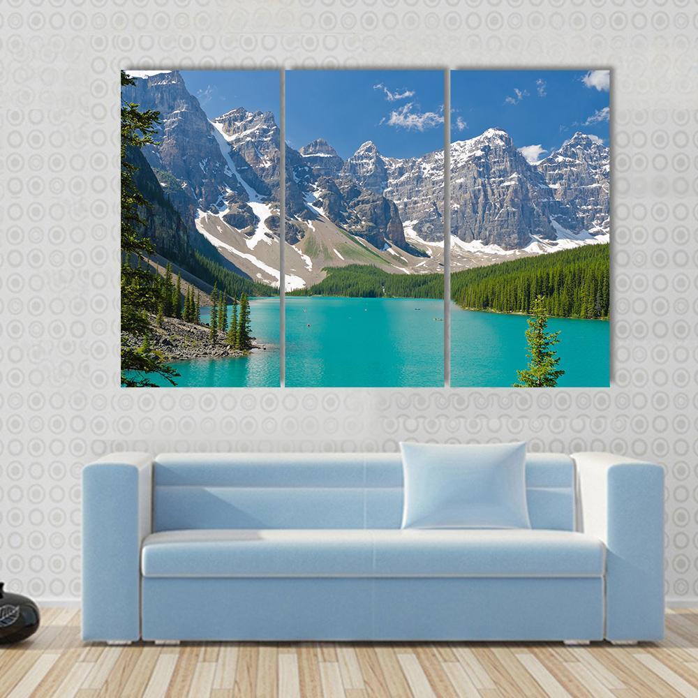 Majestic Moraine Lake Canvas Wall Art-3 Horizontal-Gallery Wrap-37" x 24"-Tiaracle