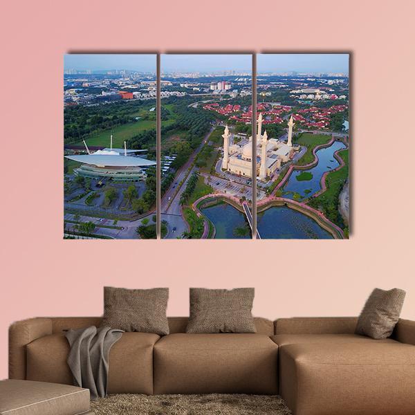 Mosque Shah Alam Canvas Wall Art-3 Horizontal-Gallery Wrap-37" x 24"-Tiaracle
