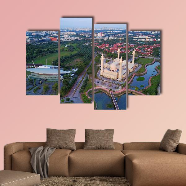 Mosque Shah Alam Canvas Wall Art-4 Pop-Gallery Wrap-50" x 32"-Tiaracle