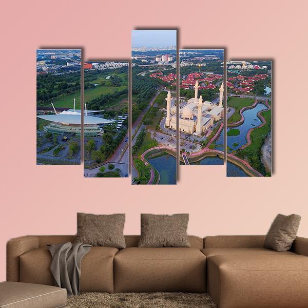 Mosque Shah Alam Canvas Wall Art-5 Pop-Gallery Wrap-47" x 32"-Tiaracle