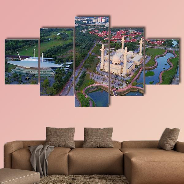 Mosque Shah Alam Canvas Wall Art-5 Star-Gallery Wrap-62" x 32"-Tiaracle