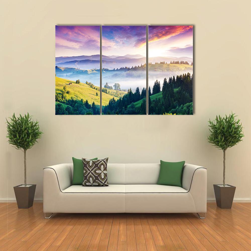 Majestic Mountain Landscape Canvas Wall Art-3 Horizontal-Gallery Wrap-37" x 24"-Tiaracle