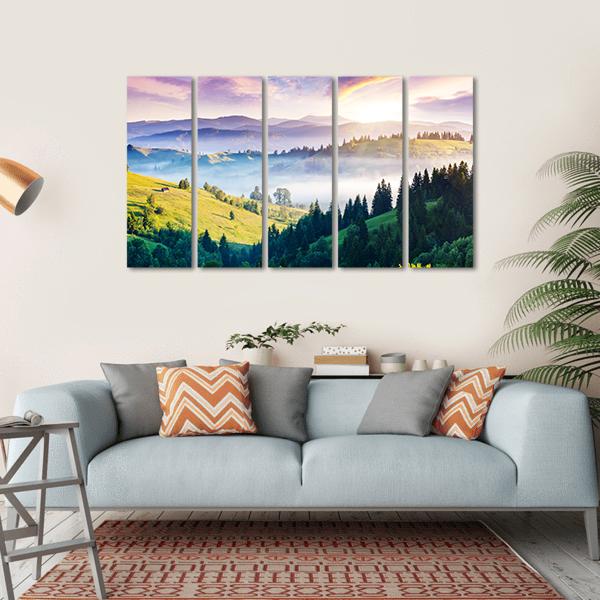 Majestic Mountain Landscape Canvas Wall Art-5 Horizontal-Gallery Wrap-22" x 12"-Tiaracle