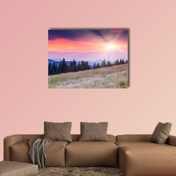 Majestic Mountains Landscape Canvas Wall Art-4 Horizontal-Gallery Wrap-34" x 24"-Tiaracle