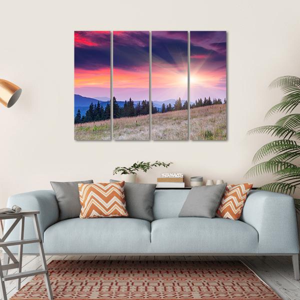 Majestic Mountains Landscape Canvas Wall Art-4 Horizontal-Gallery Wrap-34" x 24"-Tiaracle