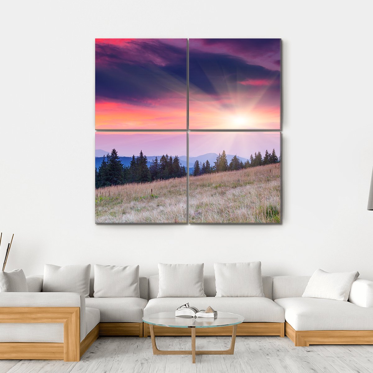 Majestic Mountains Landscape Canvas Wall Art-4 Square-Gallery Wrap-17" x 17"-Tiaracle