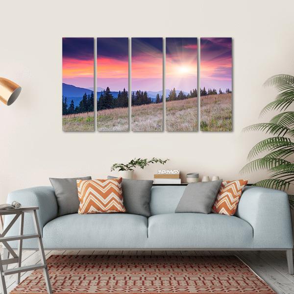 Majestic Mountains Landscape Canvas Wall Art-5 Horizontal-Gallery Wrap-22" x 12"-Tiaracle