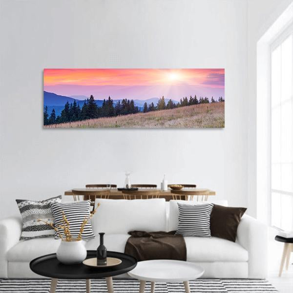 Majestic Mountains Landscape Panoramic Canvas Wall Art-1 Piece-36" x 12"-Tiaracle