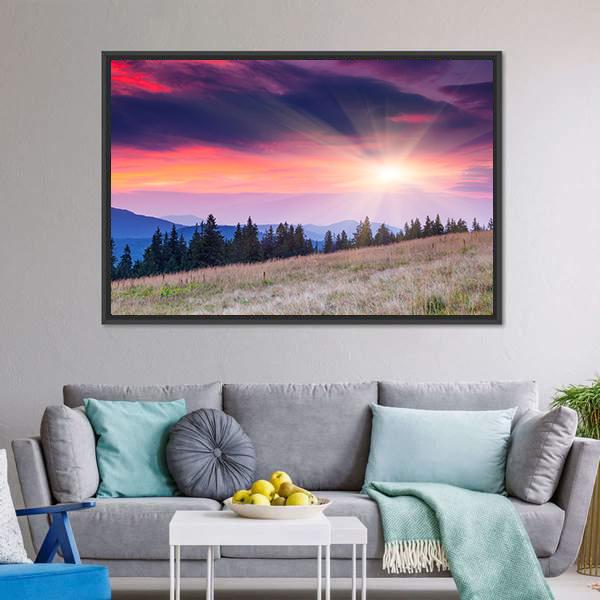 Majestic Mountains Landscape Panoramic Canvas Wall Art-1 Piece-36" x 12"-Tiaracle