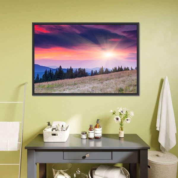 Majestic Mountains Landscape Panoramic Canvas Wall Art-1 Piece-36" x 12"-Tiaracle