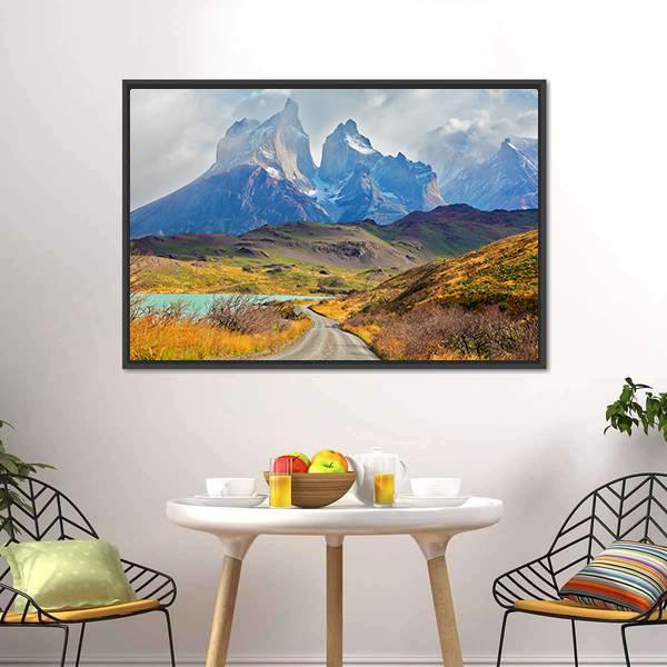 Majestic Peaks Of Los Kuernos Canvas Wall Art-3 Horizontal-Gallery Wrap-25" x 16"-Tiaracle