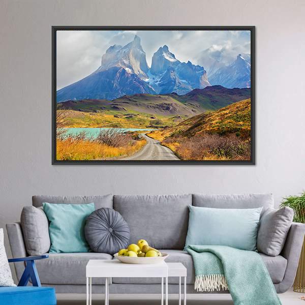 Majestic Peaks Of Los Kuernos Canvas Wall Art-3 Horizontal-Gallery Wrap-25" x 16"-Tiaracle