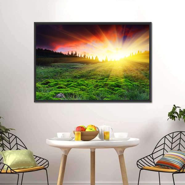 Majestic Sunset In Mountain Canvas Wall Art-3 Horizontal-Gallery Wrap-25" x 16"-Tiaracle