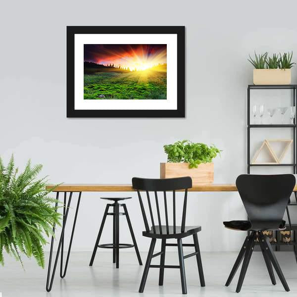 Majestic Sunset In Mountain Canvas Wall Art-3 Horizontal-Gallery Wrap-25" x 16"-Tiaracle