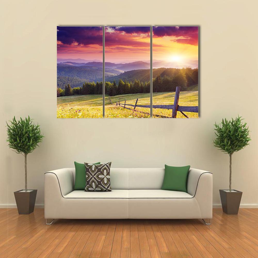 Sunset In Mount Carpathian Canvas Wall Art-3 Horizontal-Gallery Wrap-37" x 24"-Tiaracle