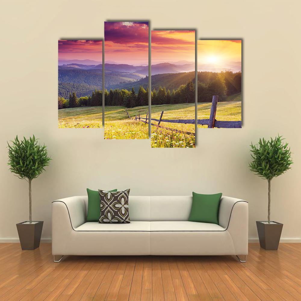 Sunset In Mount Carpathian Canvas Wall Art-4 Pop-Gallery Wrap-50" x 32"-Tiaracle
