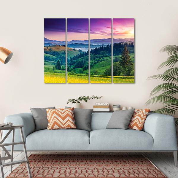Majestic Sunset In Carpathian Canvas Wall Art-4 Horizontal-Gallery Wrap-34" x 24"-Tiaracle
