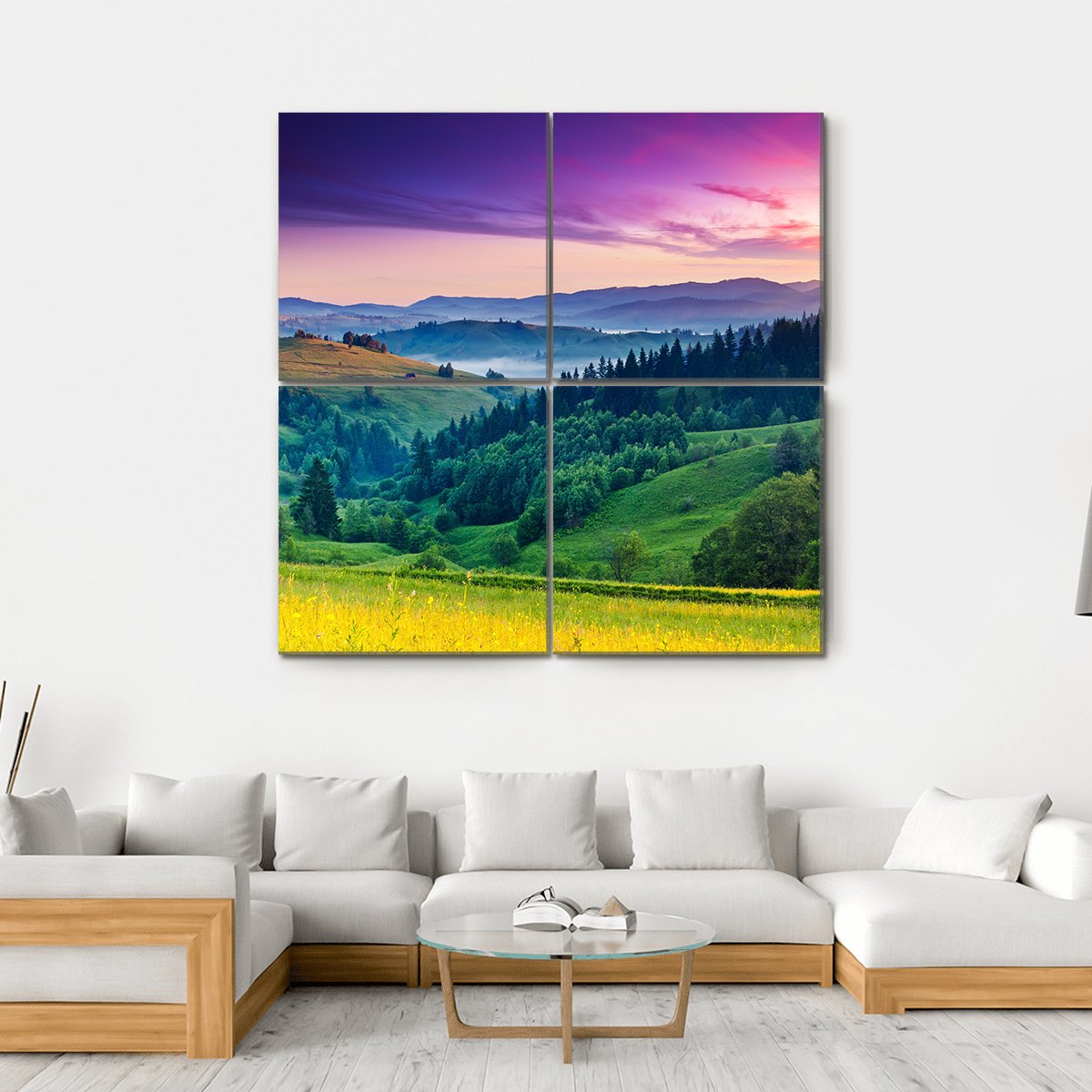 Majestic Sunset In Carpathian Canvas Wall Art-4 Square-Gallery Wrap-17" x 17"-Tiaracle