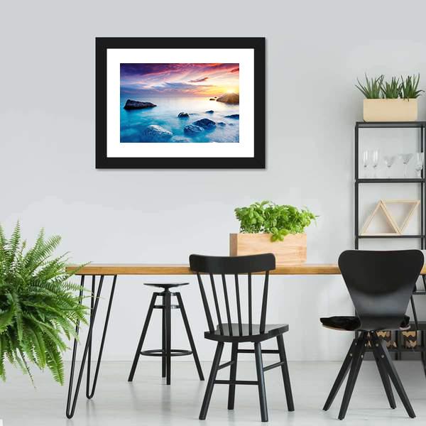 Majestic Sunset Over Beach Canvas Wall Art-3 Horizontal-Gallery Wrap-25" x 16"-Tiaracle