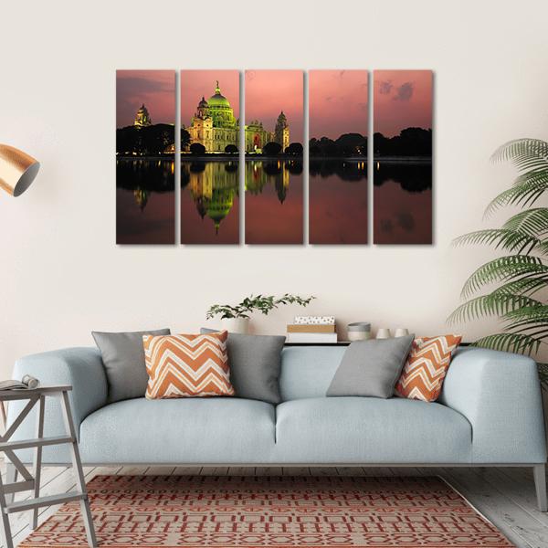 Victoria Memorial At Night Canvas Wall Art-5 Horizontal-Gallery Wrap-22" x 12"-Tiaracle