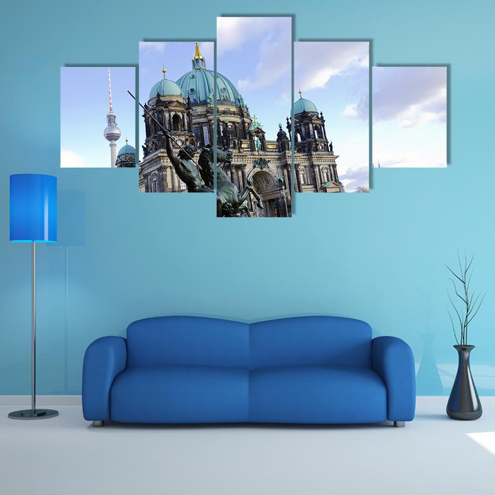 Berliner Dom Canvas Wall Art-5 Star-Gallery Wrap-62" x 32"-Tiaracle