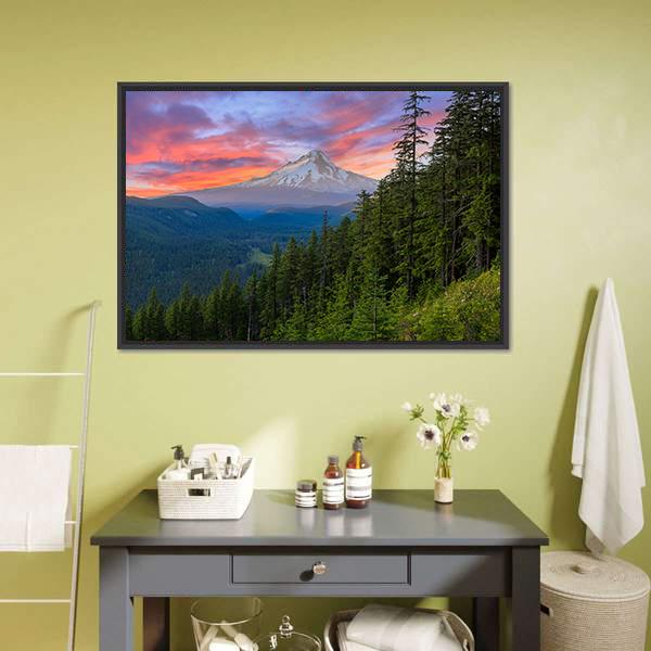 Majestic View Of Mt Hood Canvas Wall Art-3 Horizontal-Gallery Wrap-25" x 16"-Tiaracle
