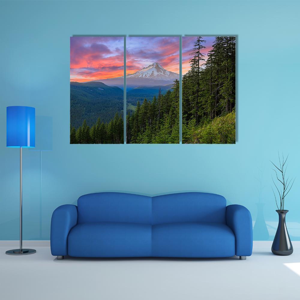 Majestic View Of Mt Hood Canvas Wall Art-3 Horizontal-Gallery Wrap-37" x 24"-Tiaracle