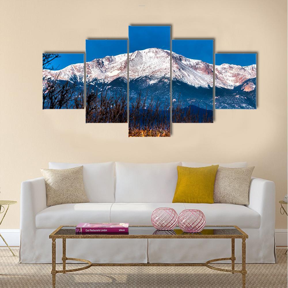 Pikes Peak In Colorado Canvas Wall Art-5 Star-Gallery Wrap-42" x 21"-Tiaracle