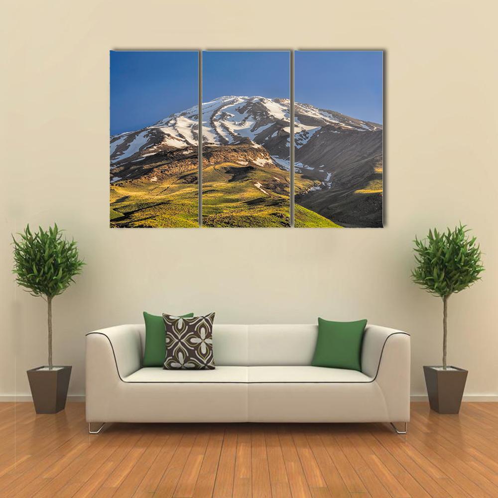Majestic Volcano Damavand Canvas Wall Art-3 Horizontal-Gallery Wrap-37" x 24"-Tiaracle