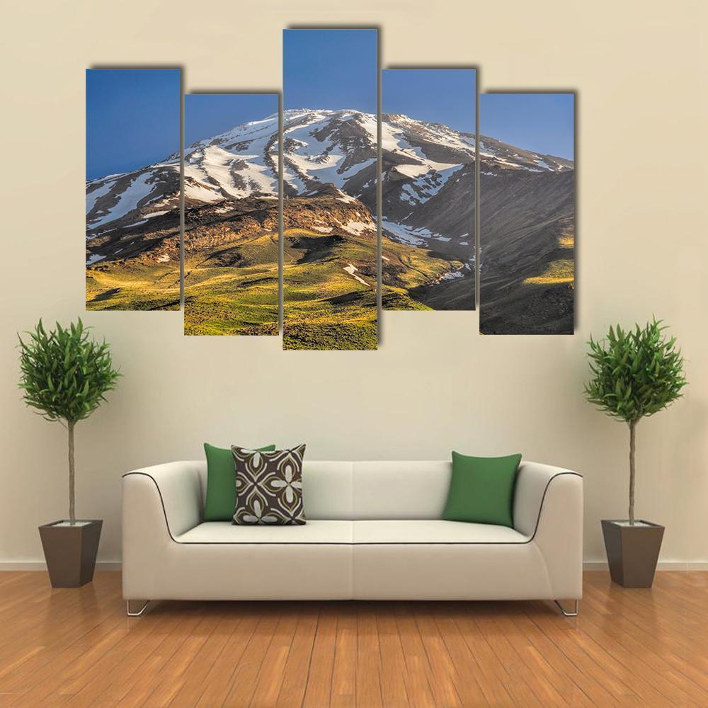 Majestic Volcano Damavand Canvas Wall Art-5 Pop-Gallery Wrap-47" x 32"-Tiaracle
