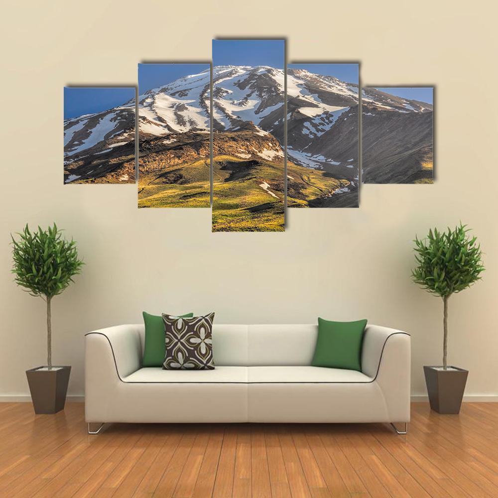 Majestic Volcano Damavand Canvas Wall Art-5 Star-Gallery Wrap-62" x 32"-Tiaracle