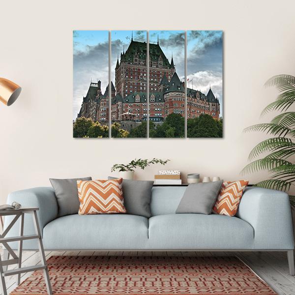 Chateau De Frontenac Canvas Wall Art-4 Horizontal-Gallery Wrap-34" x 24"-Tiaracle