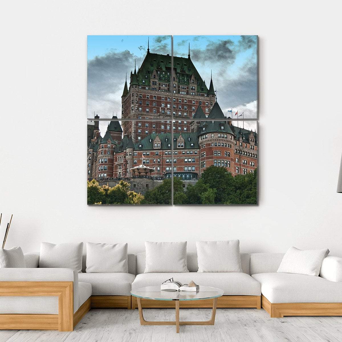 Chateau De Frontenac Canvas Wall Art-4 Square-Gallery Wrap-17" x 17"-Tiaracle