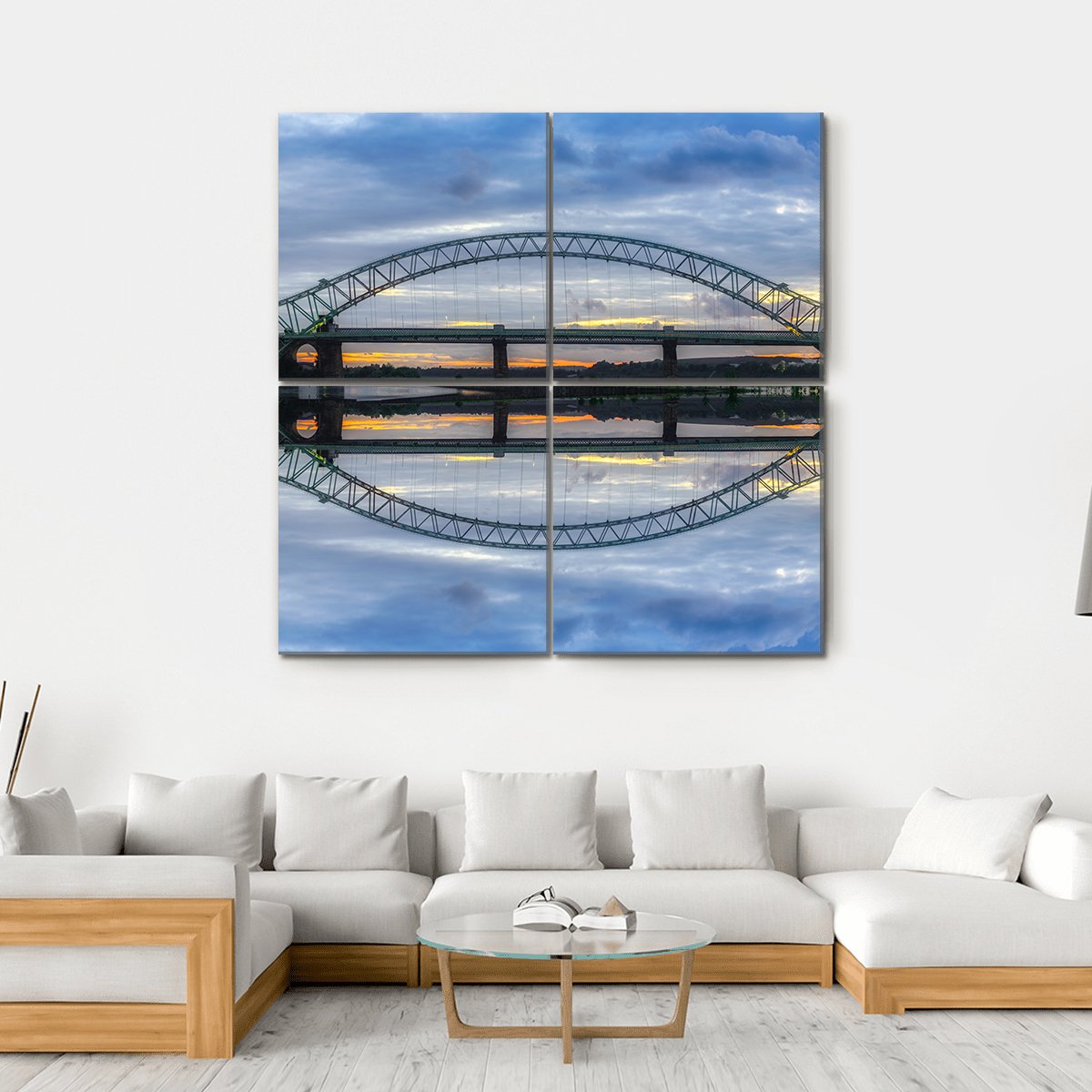 Major River Crossing Bridge Canvas Wall Art-4 Square-Gallery Wrap-17" x 17"-Tiaracle