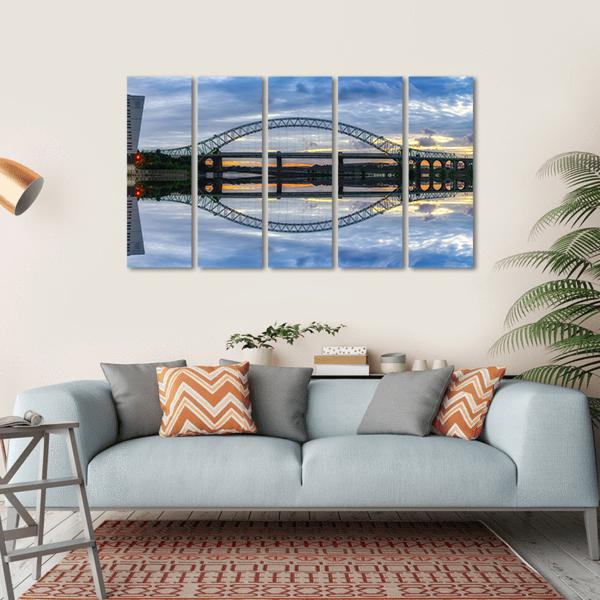 Major River Crossing Bridge Canvas Wall Art-5 Horizontal-Gallery Wrap-22" x 12"-Tiaracle