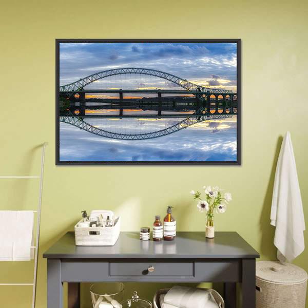 Major River Crossing Bridge Canvas Wall Art-1 Piece-Floating Frame-24" x 16"-Tiaracle